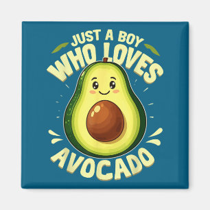 Jongen houdt van avocado leuk foodie illustratie magneet