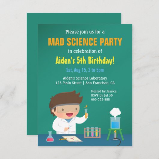Jongen houdt van gekke wetenschap verjaardagsfeest kaart (Voorkant / Achterkant)