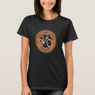 Jongen houdt van het fietsen van de mobiliteit van t-shirt