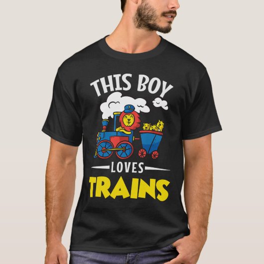 Jongen houdt van Kind van treinwagons T-shirt (Voorkant)