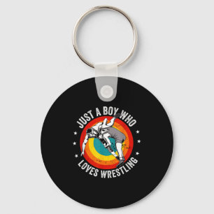 Jongen houdt van worstelen Funny worstelaar illust Sleutelhanger