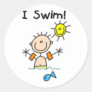 Jongen I Swim T-shirts en cadeautjes Ronde Sticker
