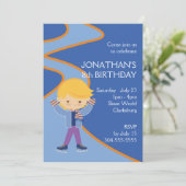 Jongen Ice Skating Party Kaart (Staand voorkant)