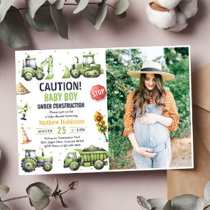 Jongen in aanbouw Baby shower foto Kaart