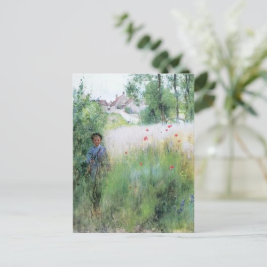 Jongen in de Meadow Briefkaart (Staand voorkant)