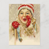  jongen in de sneeuw briefkaart (Voorkant)