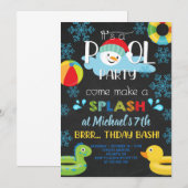 Jongen in de winterpoel feestuitnodiging. kaart (Voorkant / Achterkant)