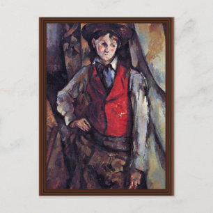 Jongen in een rode jas van Paul Cézanne Briefkaart