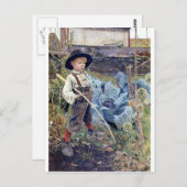 Jongen in het schilderen van de Tuin van de Kool Briefkaart (Voorkant / Achterkant)