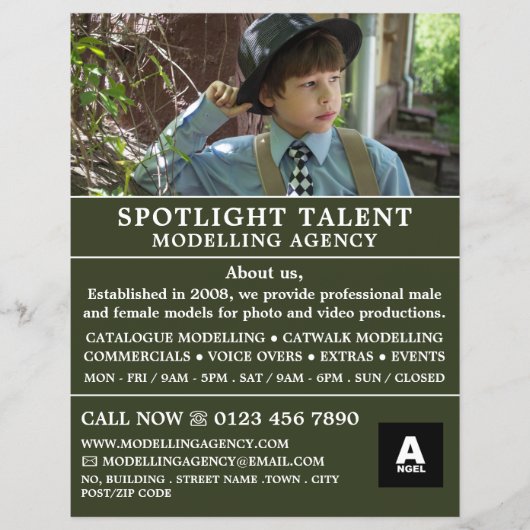 Jongen in Pet, Modelleraar, modelagent Flyer (Voorkant)