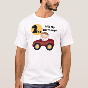 Jongen in Rode Auto 2e Verjaardag Tshirts en gesch