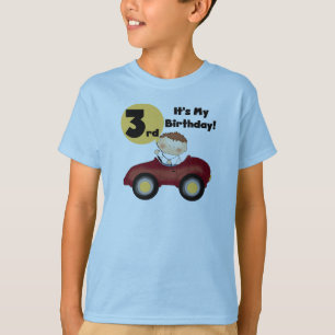 Jongen in Rode Auto 3e Verjaardag T-shirts en gesc