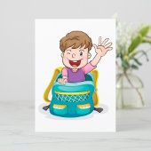 Jongen in rugzak Waving Fun School Kind Kaart