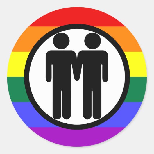 Jongen + Jongen Regenboog Sticker (Voorkant)