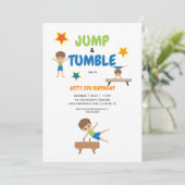 Jongen Jump & Tumble Gymnastics Birthday Party Kaart (Staand voorkant)