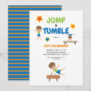 Jongen Jump & Tumble Gymnastics Birthday Party Kaart