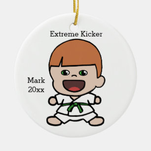 Jongen Karate kerstversiering Keramisch Ornament
