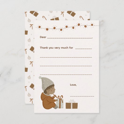 Jongen Kerstmis Bedankt opmerking, vul kaart in (Voorkant / Achterkant)