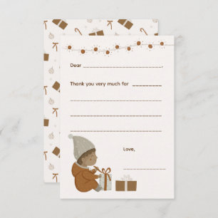 Jongen Kerstmis Bedankt opmerking, vul kaart in