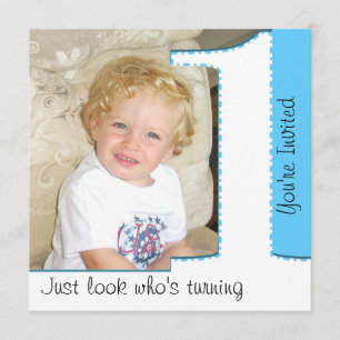 Jongen Kijk eens wie er 1 verjaardag gaat uitnodig Kaart