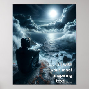 Jongen kijkt naar de golven poster