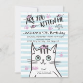 Jongen Kitty Kat Verjaardagsfeestje Uitnodiging (Voorkant)