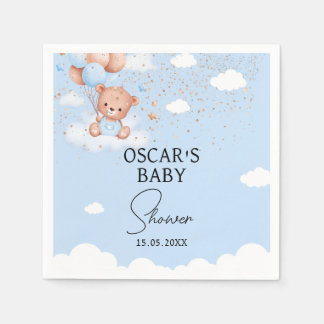 Jongen knuffelbeer babyshower servet