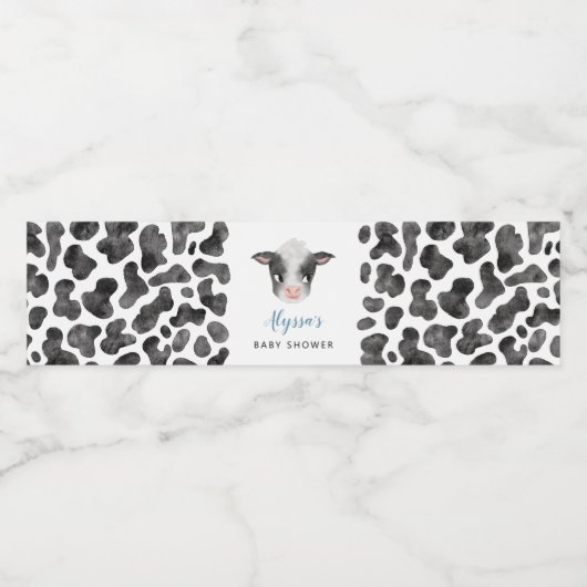 Jongen Koe Baby shower Waterfles Etiket (Enkel label)