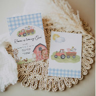 Jongen landbouwhuisdieren Barnyard Birthday Invita Kaart