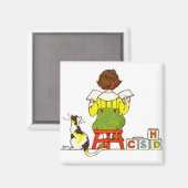 Jongen lezen magneet (Voorkant / Achterkant)