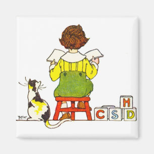 Jongen lezen magneet