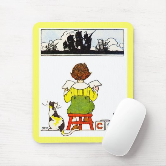 Jongen lezen muismat (Met muis)