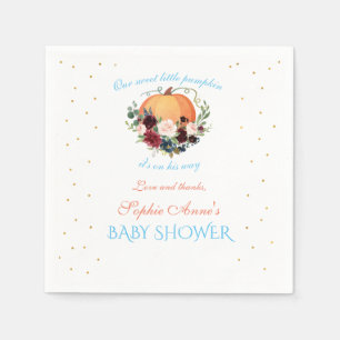 Jongen Little Pumpkin Burgundy Floral Baby shower Servet