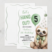 Jongen luiaard groene handgetekende verjaardag kaart (Voorkant / Achterkant)