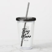 Jongen mama Est. Jaar Minimale mama Acryl Drinkbeker (Achterkant)