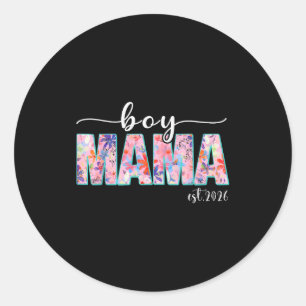Jongen mama geschat 2026 Zwangerschap mama wordend Ronde Sticker