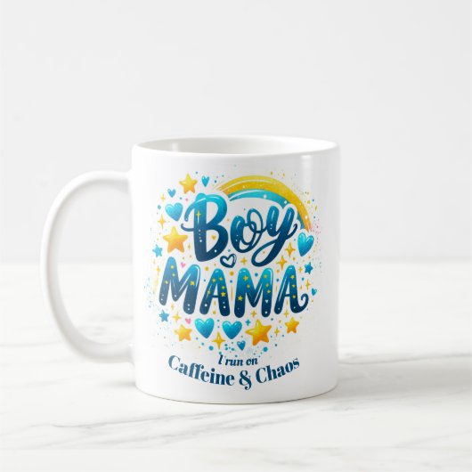 Jongen Mama Grappig Modern Blauw Gift Voor Moeder Koffiemok (Links)