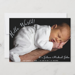 Jongen Manuscript Newborn Stats Foto Collage Birth Aankondiging