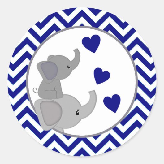 Jongen Marine Olifant Baby shower Stickers Chev 36 (Voorkant)