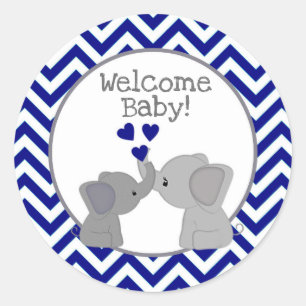 Jongen Marine Olifant Baby shower Stickers Chev 36