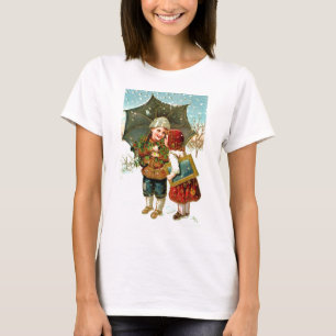 Jongen, meisje en paraplu t-shirt