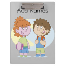 Jongen meisje Terug naar schoolklembord