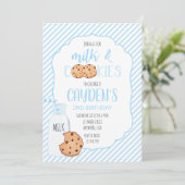 Jongen Melk en Koekjes blauwe Verjaardag Kaart (Staand voorkant)