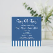 Jongen met Baby shower A01 met blauwe strepen Kaart (Staand voorkant)