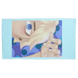 Jongen met blauwe blonde haren semi-realisme kunst kussensloop