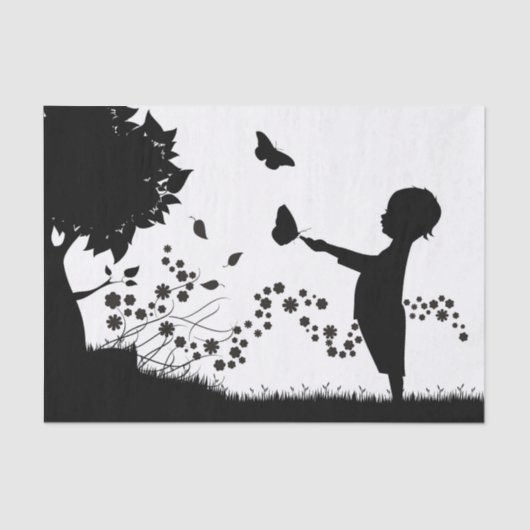 Jongen met Butterflies ontkoppelen Tissuepapier (Voorkant)