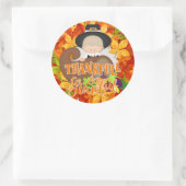 Jongen met Cornucopia - Thankful & Grateful Ronde Sticker (Tas)