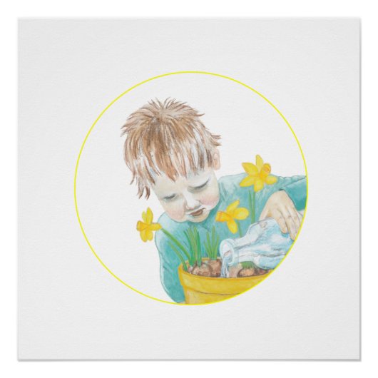 Jongen met Daffodils Perfect Poster (Voorkant)