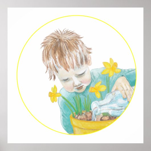 Jongen met Daffodils Poster (Voorkant)