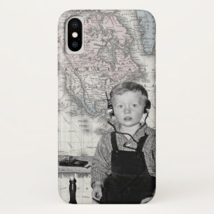 Jongen met een crystal Radio Set Map iPhone X Hoesje